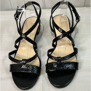 Cole Haan black leather strap wedge heel sandals size 9B